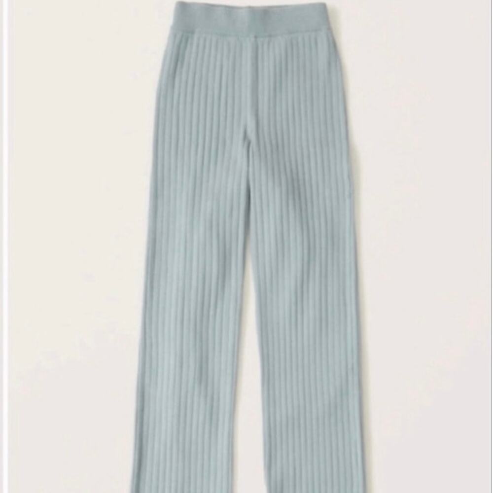 Abercrombie & Fitch SoftAF Ribbed Wide Leg Lounge Pants Blue Green Small